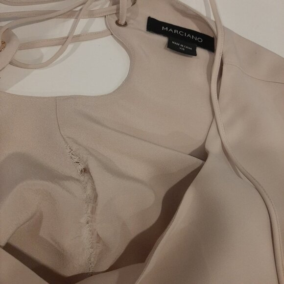 Marciano Long Sleeve Mini Dress Lace Hem Lace Up Keyhole Back Cocktail Size XS - Picture 13 of 16